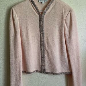 EUC St. John Zippered Cardigan with silver trim, 14
